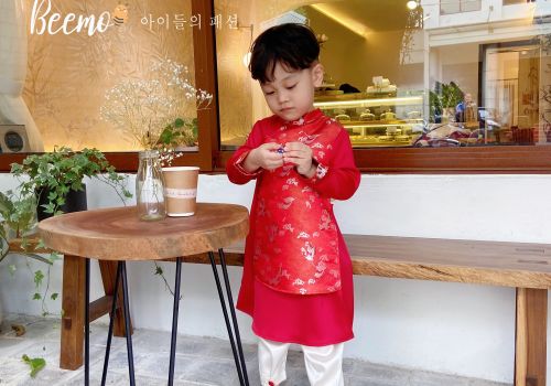 ÁO DÀI BÉ TRAI HỌA TIẾT CON HẠC